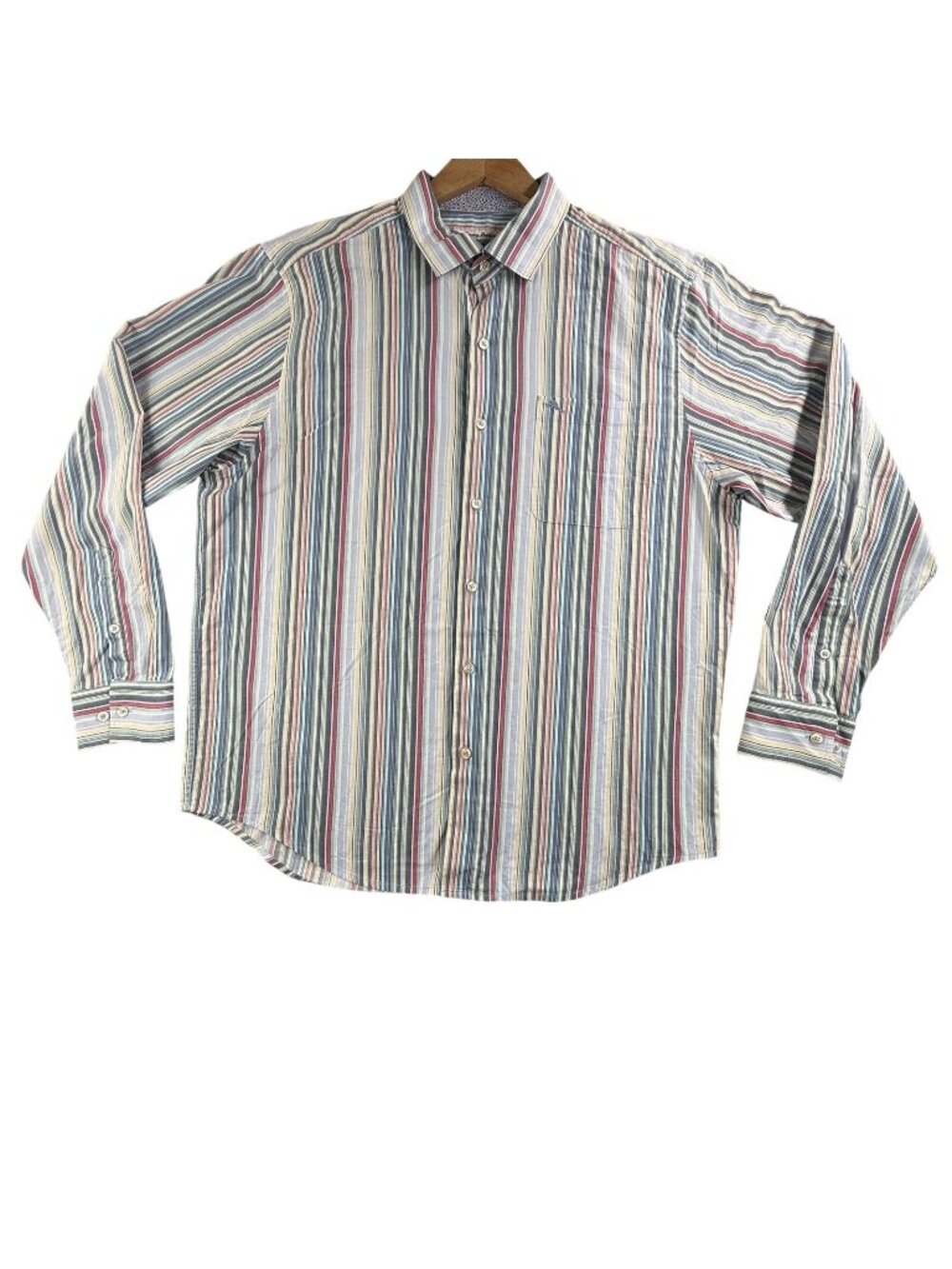 Tommy Bahama Shirt Mens Large Multicolor Stripe Button Up Long Sleeve IslandZone